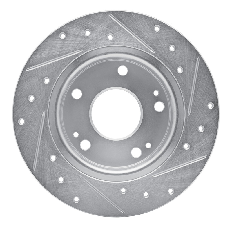 Honda Civic Brake Rotor (1) - Rear Left - R1 Concepts - Drilled & Slotted - Silver - `16-`25